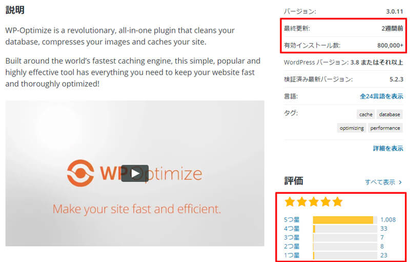 WP-Optimizeの評判・口コミ
